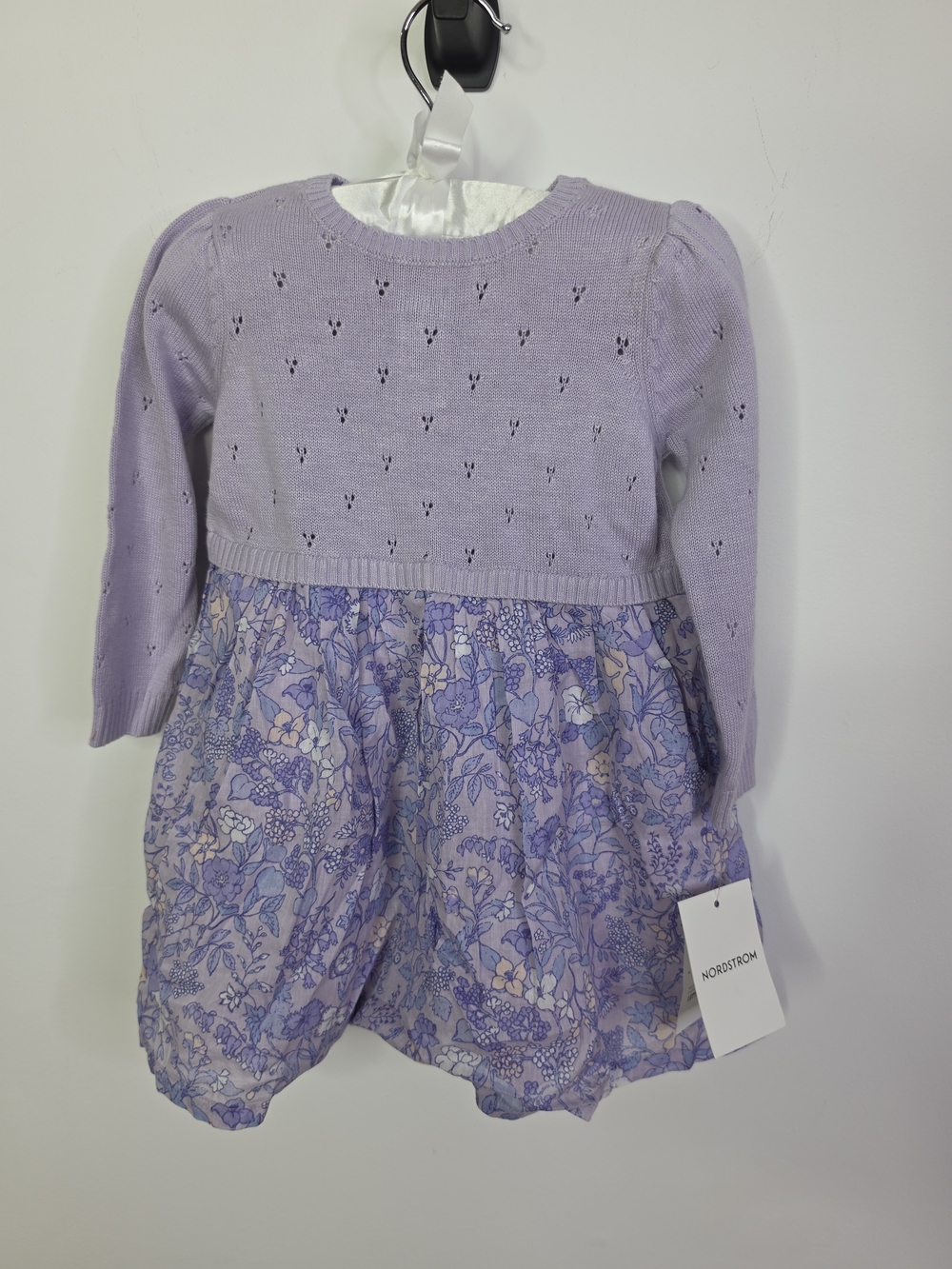 Long Sleeve Mixed Media Dress & Bloomers, Size 12M